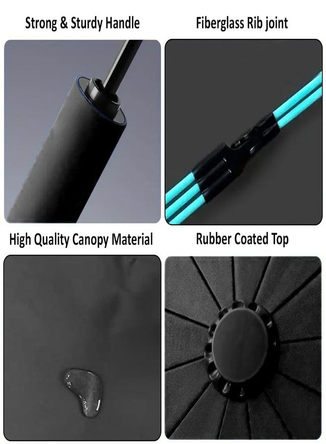 كونتاكتس مظلة Contacts® القابلة للطي المقاومة للرياح ذات 12 ضلعًا - فتح/إغلاق تلقائي، إطار مزدوج الألياف معزز، مقاومة للماء والأشعة فوق البنفسجية، مظلة سفر صغيرة الحجم للرجال والنساء (أسود) - Image 5